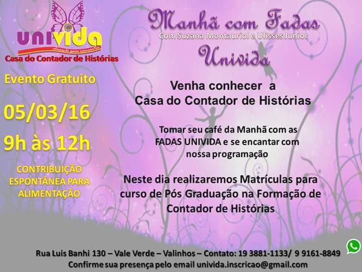 Inauguração da Casa do Contador de Histórias – Valinhos, SP, Suzana Montauriol.