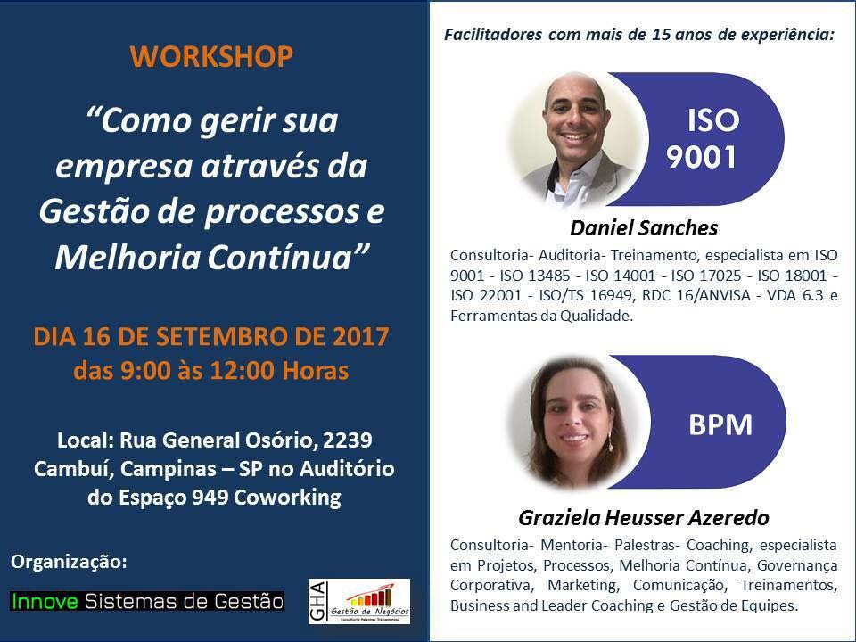 Workshop “Como gerir sua empresa através da gestão de processos e melhoria contínua”